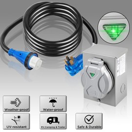 Gloppers 50 Amp Generator Cord and Power Inlet Box,50 Amp Generator Cords 25FT,125V/250V Generator Power Cord NEMA14-50P/SS2-50R Twist Lock Connector