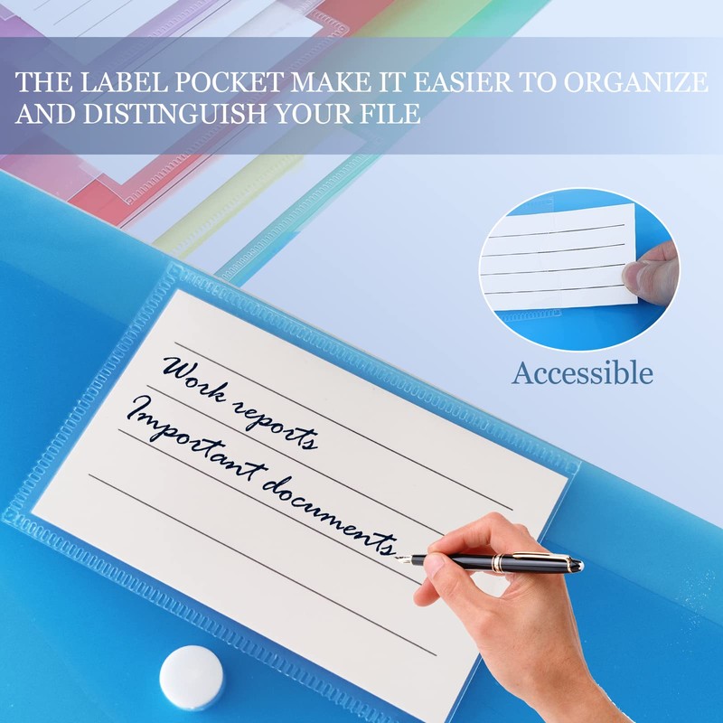 LOCCY 8 Pack Plastic Wallets A4 Folders for Paperwork, 8