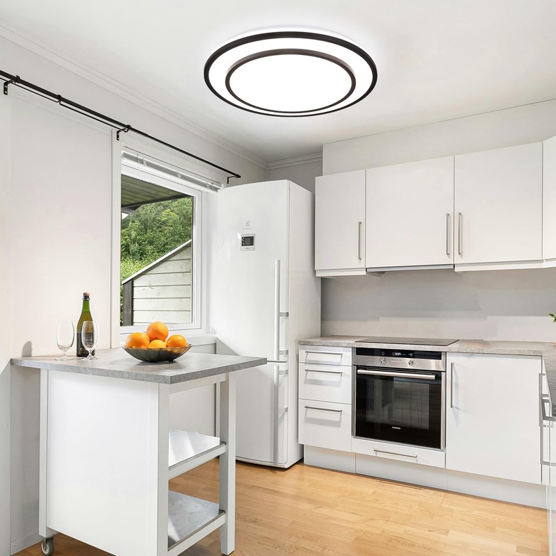 Wheatronic 2 Pack Black LED Flush Mount Ceiling Light Fixture