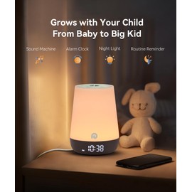Dreamegg Sleep Trainer Clock for Kids Toddler Baby - Alarm Clock with Lights, White Noise Machine with 34 Sounds, Ok to Wake Clock, Nap Timer, White Noise App Control for Nursery Sleep Bedroom Routine