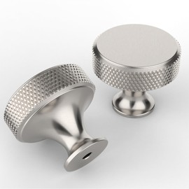 9BUILD 10 Pack Brushed Satin Nickel Cabinet Knobs Single Hole Cupboard Handles Kitchen Knurled Cupboard Knobs for Drawer Cupboard UK0039