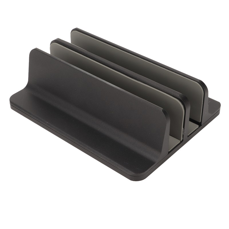 Vertical Laptop Stand Aluminum Alloy Double Dock Black Multifunctional Cooling