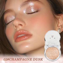 Highlighter Makeup with Champagne Dusk Glitter Eyeshadow – Highly Pigmented Shimmer and Shine Eye Shadow Pallets for Women, Waterproof Long-Lasting (02#Champagne Dusk)