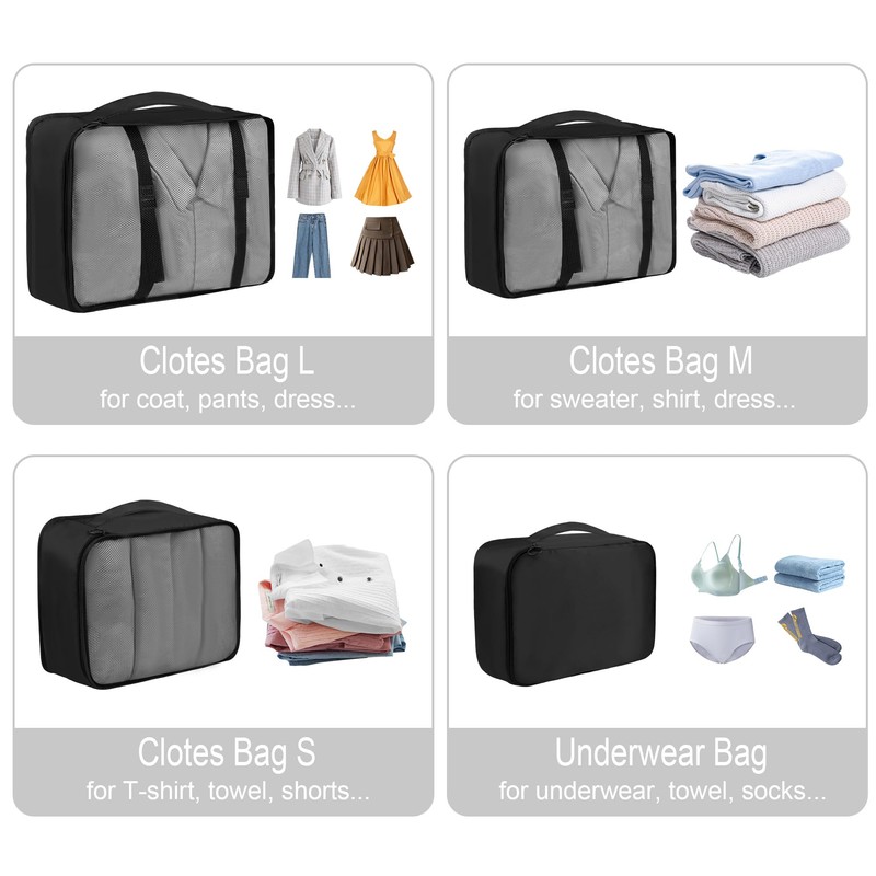 Vercord 8 Set Travel Packing Cubes Luggage Organizers Cubes for