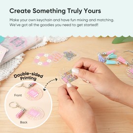 YOPPIX 140 PCS Acrylic Keychain Blank Set, Funny Double-Sided UV DTF Stickers Acrylic Keychain Making Kits for Vinyl DIY Craft Project