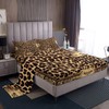 Brown Leopard Print Sheet Queen Size,Kids Girls Woman Novelty Room Decor,Abstract Wild Animal Skin Bedding Set,Paisley Floral Boho Rustic Retro Bed Sheet Set 4pcs(Fitted + Flat + 2 Pillowcases)