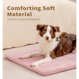 Made4Pets Dog Crate Pad Bed for Extra Large Dogs, Washable & Reversible, Anti-Slip Kennel Mat for Cozy Sleeping, Soft Fluffy Dog Bed for Indoor & Outdoor Use, 48"x30", Pink