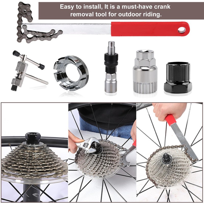 6PCS Bike Cassette Removal Tool, Bicycle Repair Tool Kit Include