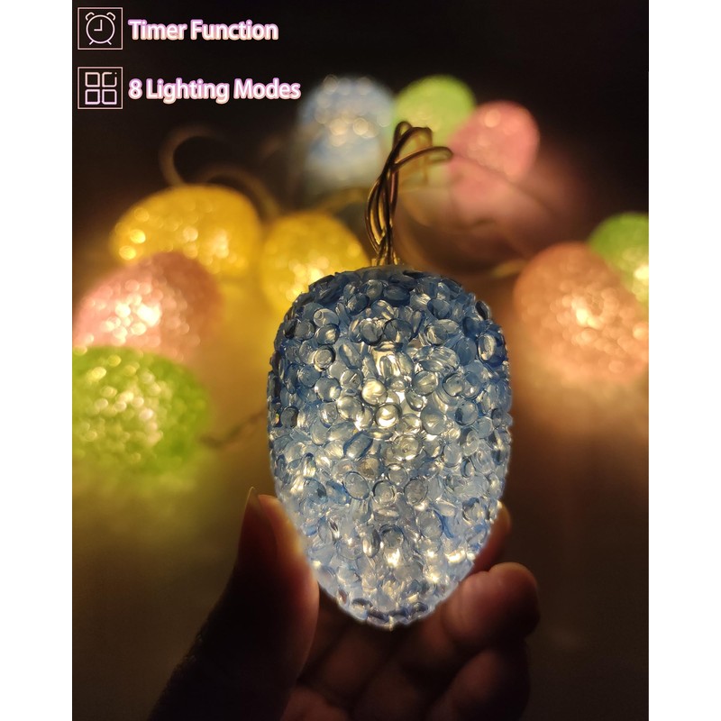 Easter Egg Lights String 6.8FT 10 LED Pastel Egg Light