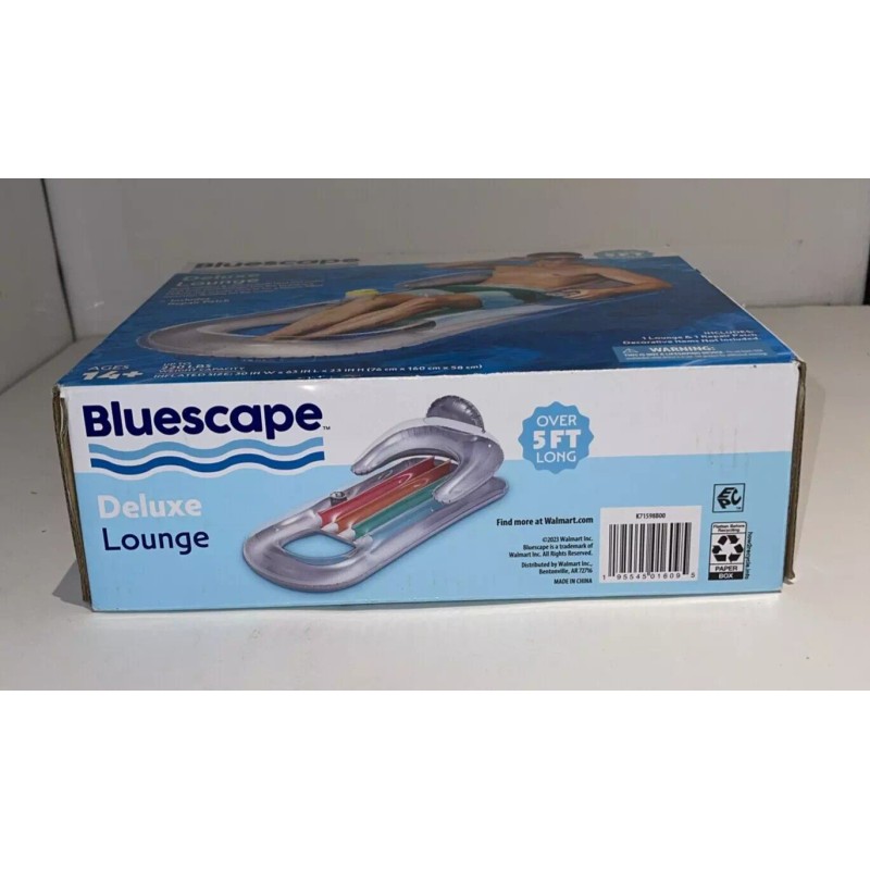 Bluescape - Deluxe Lounge Inflatable Pool Float, Gray, Age 14