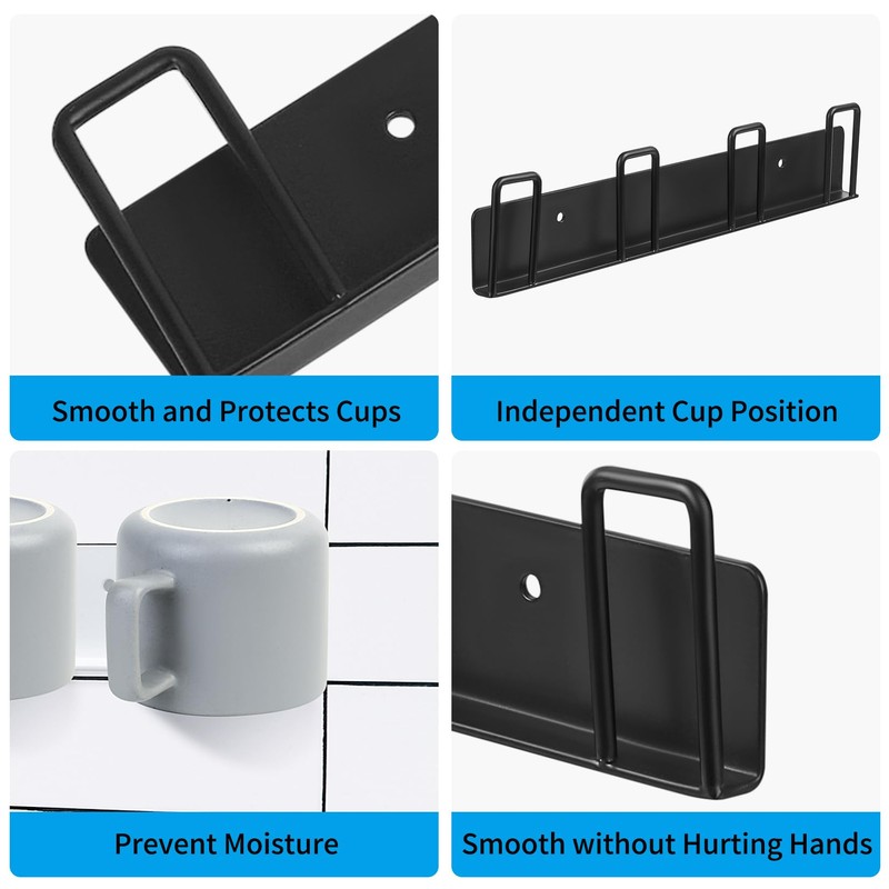 qiwuhai Pack of 2 Cup Holder Wall Mounted, Metal Cup