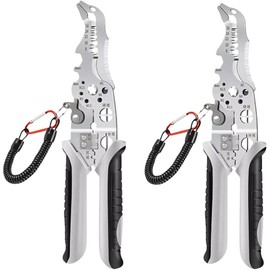 2024 New Multifunctional Wire Stripper Crimper Cable Cutter Pliers, Professional Wire Stripping Tool with Elbow, Electrician Pliers Tools and Cable Stripper for Cutting Stripping Shearing (2PCS)