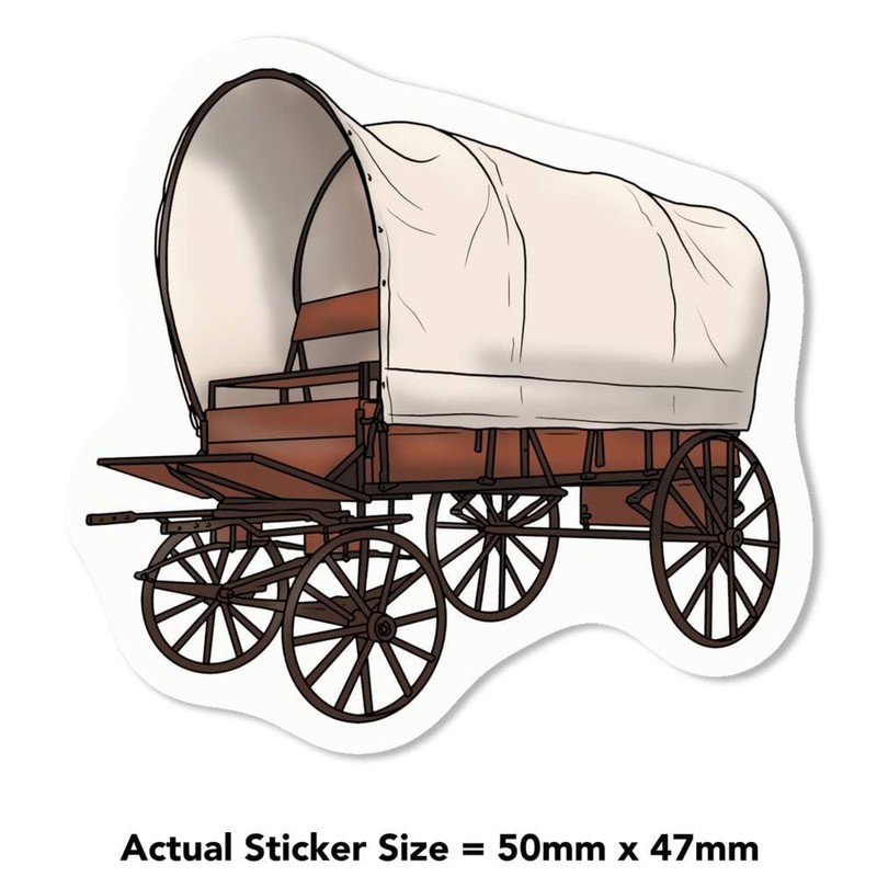 4 x Small 50mm 'Covered Western Wagon' Permanent Sticker Decals