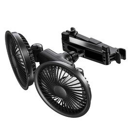 Dual Head USB Car Fan for Backseat, 360° Rotatable Car Seat Fan with 3 Speeds, Independent Control, Brushless Motor, 5V USB Powered Car Cooling Fan for Kids, SUV, Truck, RV
