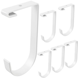 Saderoy 6-Pack Heavy Duty Add-On Storage Flat Hook Accessory for Garage Ceiling Storage Rack and Wall Shelving, Alloy Steel, White-Suitable for FLEXINOUMTS Ceiling Storage Racks and Wall Shelves