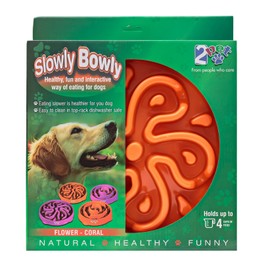 Slow Feed Dog Bowl Slowly Bowly by 2PET. Fun Interactive Dog Dish for Fast Eaters. Prevent Bloating. Fun to Use Dog Bowl. Cat Feeder Friendly. [Skid Protection Upgraded]
