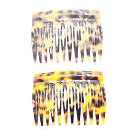 BIUDECO Leopard Prints Hair Accessories 2pcs French Leopard Comb Acetate Fiber Miss Wide Version Hair Comb French Hair Clips