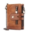 portafolios RFID de piel auténtica para hombre, con ventana de
