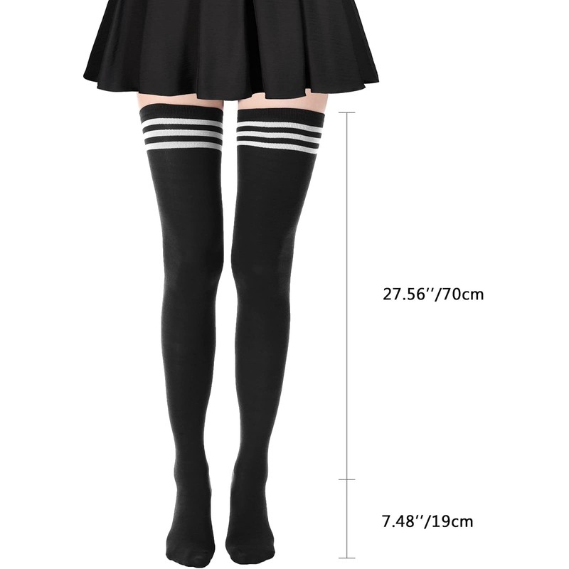 DRESHOW Extra Long Thigh High Socks Long Boot Stockings Striped
