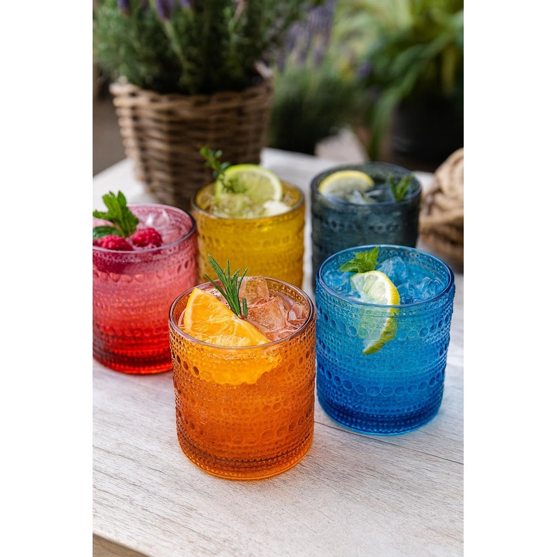 Khen Plastic Hobnail Drinking Glasses Set of 6 Neutral Tones