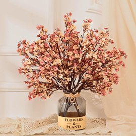 Yastouay Fake Fall Flowers Real Touch Silk Flowers, 10Pcs Fall Beige Brown Artificial Flowers for Decorations, Babys Breath Artificial Flowers Bulk for Thanksgiving Fall Decor Floral Arrangement