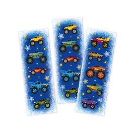 12 Bookmarks + 12 Gift Bags (Natural) + 12 Stickers Monster Truck Monster Truck Party Bag Guest Gift for Children's Birthday Boys
