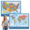 2 Pack - Giant World Map & US Map Poster