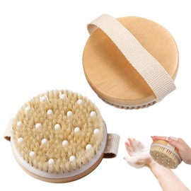 2PCS Dry Body Brush with Natural Bristles Dry Brushing Body Brush Supports Radiant Skin Lymphatic Drainage Brushes for Exfoliating Skin Lymphatic Drainage and Cellulite Treatment