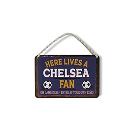 Metal Tin Sign - Chelsea Football Soccer Sports - Wall Plaque Retro Vintage 18X12 Cm Decorative Sign - For Bar Pub Dining Room Kitchen Bedroom Office Garage - Funny Stylish Gift