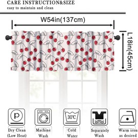 Yearn Jear - Cortinas de cenefa de cocina con fruta de cerezo, cortinas de verano para sala de estar, recámara, 54 x 18 pulgadas