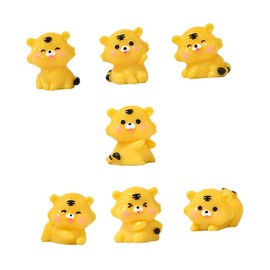 ABOOFAN 7pcs Miniature Tiger Models Micro Landscape Tiger Ornaments Resin Material Adorable and Elegant Decorations for Home Garden Random Style