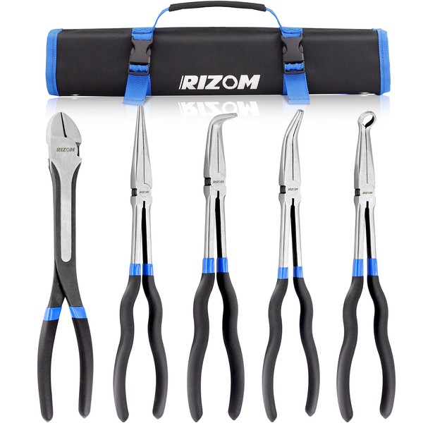 RIZOM 5-Piece 11 Inch Long Needle Nose Pliers Set, Extra