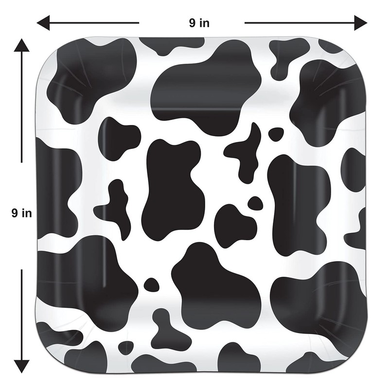 Beistle party supplies Cow Print - 9 Inch Square Plates,