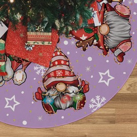 GAGEC Christmas Tree Skirt Purple Tree Skirt Glitter Gnomes Snowflake Xmas Winter Tree Skirt 48 Inch for Black Christmas Indoor Outdoor Decorations