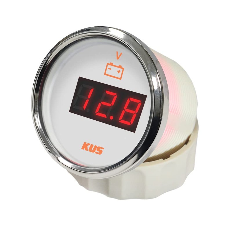KUS Waterproof Digital Voltmeter Voltage Gauge 12V/24V 52MM(2") with Backlight