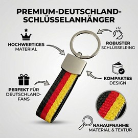 Roar Llavero de Alemania de metal y tejido de nailon, Bandera alemana, plata, talla única