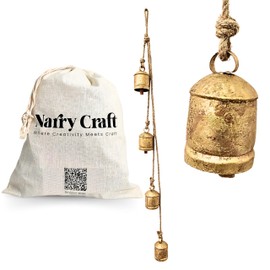 Christmas Decoration Hanging Bells Gerland Bells for Christmas Tree Lucky Cow Bells Brass Tibetan Bells on Jute Rope Harmony Cow Bells Cluster of 4