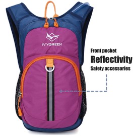 Ivygreen Kids Hydration Backpack, Hiking Backpack for Boys or Girls with 1.5L Water Bladder (Purple - Medium)