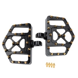 MX Offroad Foot Pegs Mini Floorboards Male Mount Footrest for Harley Dyna Street Bob Sportster 883 Fatboy Touring Road Glide (Black Gold)