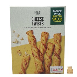 M&S Cheese Twist All Butter Puff Pastry with Gruyere Cheese, Made in France - 250g (1 Pack)