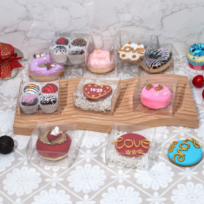 50pcs 4x4x2 Inch Plastic Clear Pastry Boxes - Cookies, Doughnuts,