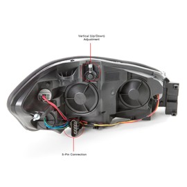 PERDE Headlights Compatible with 06-13 Impala 06-07 Monte Carlo and 14-16 Impala Limited Black Housing Halogen Left Driver and Right Passenger Side Headlamps Assembly