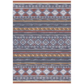 RUGSURE Washable Area Rugs 4' x 6' - 1/6 Thick - Moroccan-Inspired -Stain & Water Resistant Non-Slip - Resistant Rug for Living Room, Bedroom, Nursery, Pet & Child Friendly (Blue and Red)