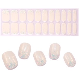 LIFOOST Semi Cured Gel Nail Stickers 22pcs Gel Nail Polish Strips Adhesive Gel Nail Wraps for Home Nails DIY Works with Any Nail Lamp Light