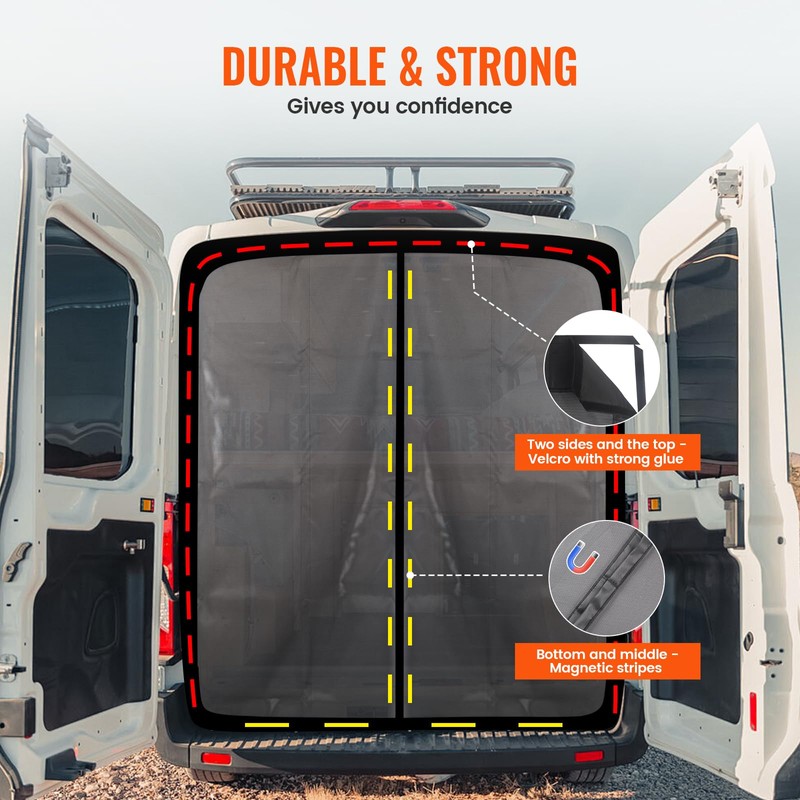 LFGUD 65''H x 65''W Van Bug Screen Universal Size Rear