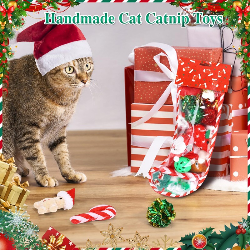 homdat Cat Toy, Pack of 10 Christmas Cat Toy Set