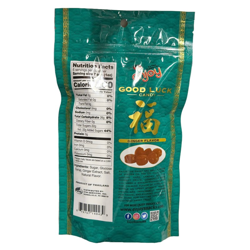 Enjoy Hawaii Good Luck Candy - 6-Ounce Bag (Ginger)