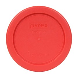 Pyrex (2) 7202-PC 1 Cup (2) 7200-PC 2 Cup (2) 7201-PC 4 Cup (2) 7402-PC 6/7 Cup Red Round Plastic Food Storage Lids