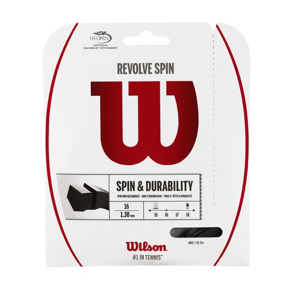 WILSON Sporting Goods Revolve Spin 17 Black Tennis String - 17 gauge set