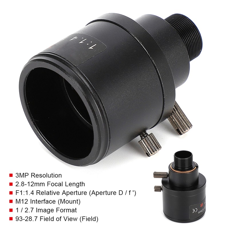 2.8-12mm 3MP HD Manual Zoom 1 / 2.7 M12 Mount